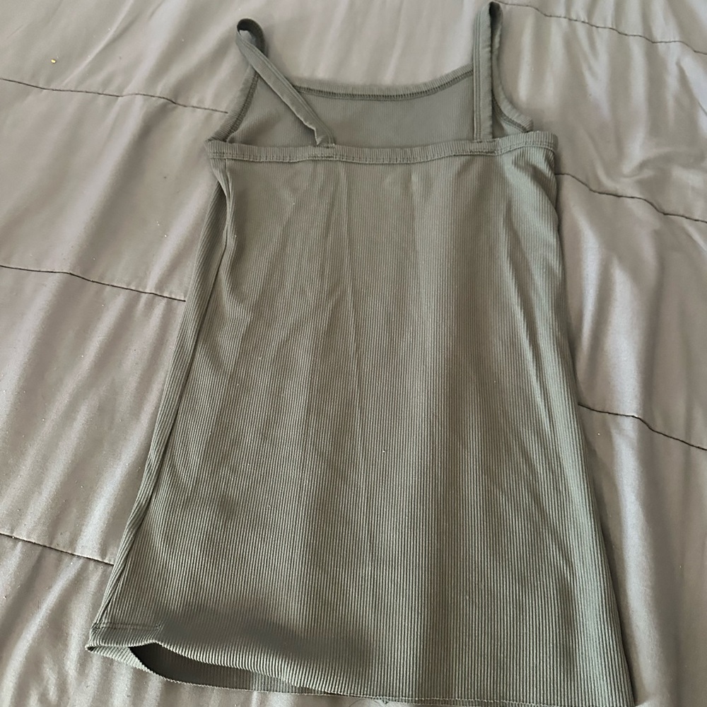 Green Ribbed Tank Top - Picture 2 of 3